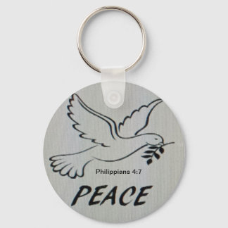 Porte-clés Peace Dove Button with scripture