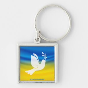 Porte-clés Peace for Ukraine Square Keychain