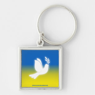 Porte-clés Peace for Ukraine Square Keychain