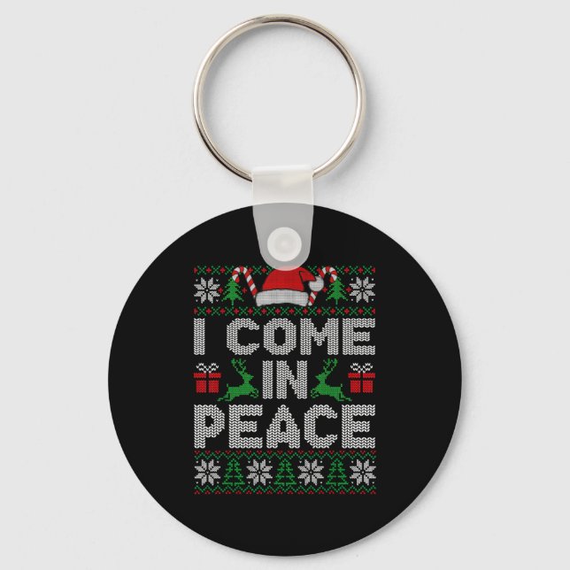 Porte-clés Peace I Come In Peace Couple Matching Ugly Christm (Recto)