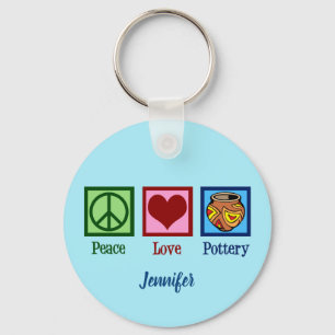 Porte-clés Peace Lot Poterie Monogramme Bleu
