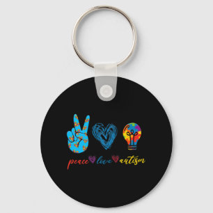 Porte-clés Peace Love Autism Puzzle Ribbon Autism Awareness P
