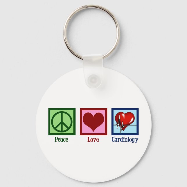 Porte-clés Peace Love Cardiologie Chirurgien de coeur Cardiol (Recto)
