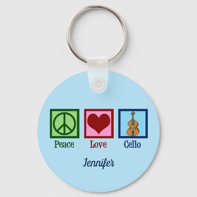 Porte-clés Peace Love Cello Cute Custom (Recto)