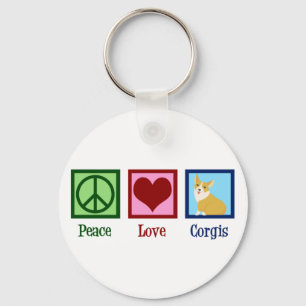 Porte-clés Peace Love Corgi Photograph