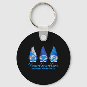 Porte-clés Peace Love Cure Blue Gnomes T1d Sensibilisation au