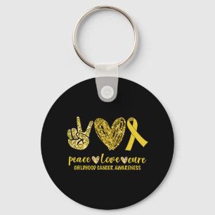 Porte-clés Peace Love Cure Ribbon Sensibilisation au cancer c