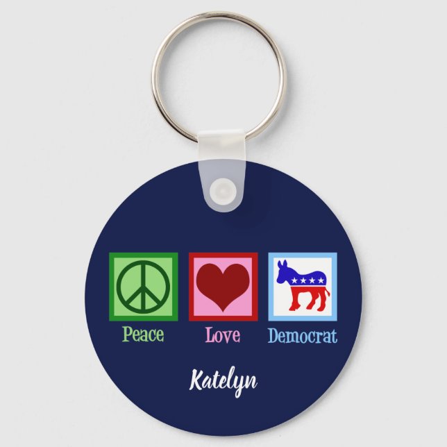 Porte-clés Peace Love Democrat gentil Custom (Recto)
