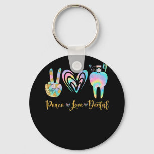 Porte-clés Peace Love Dental Tie Dye Heart Teeth mignon Denti