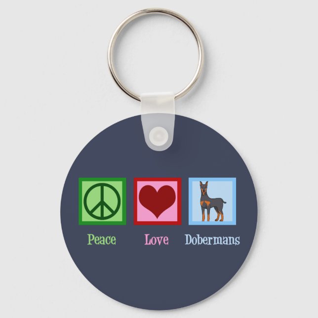 Porte-clés Peace Love Dobermans (Recto)