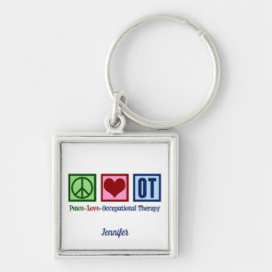 Porte-clés Peace Love ergothérapie Monogramme OT
