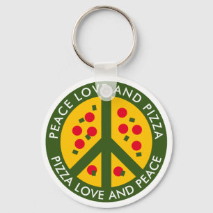 Porte-clés Peace Love et Pizza drôle nom de pizzeria personna