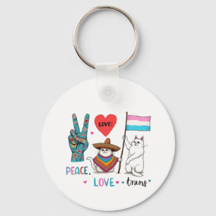 Porte-clés Peace Love et Trans LGBTQ Transgenre