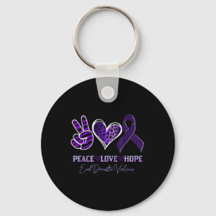 Porte-clés Peace Love Hope Leopard End Violence domestique Aw