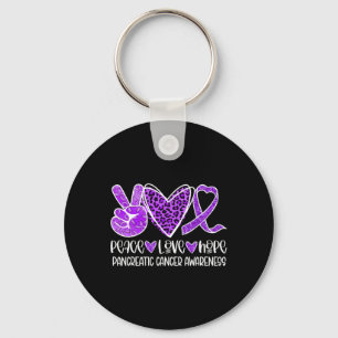 Porte-clés Peace Love Hope Leopard Purple Cancer Pancréatique