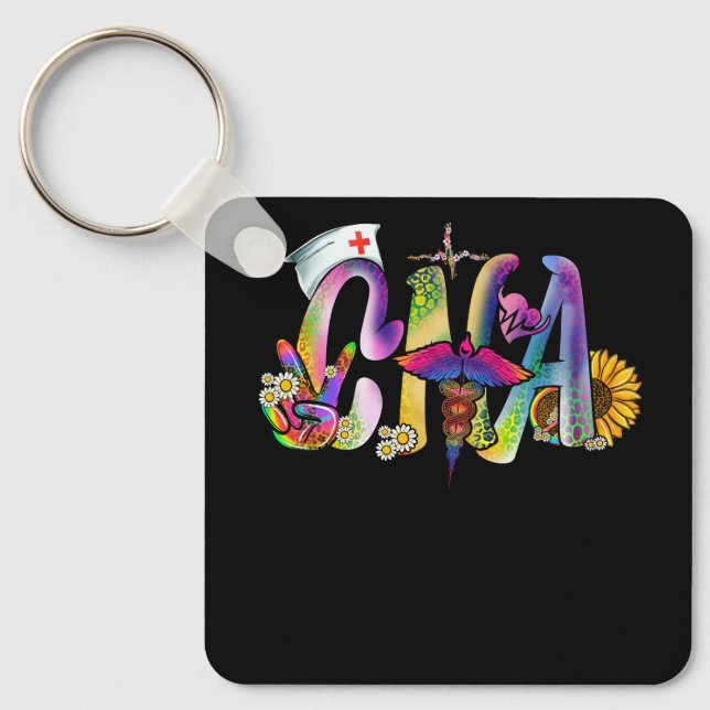 Porte-clés Peace Love Infirmière certifiée AIIC Infirmière L (Recto)