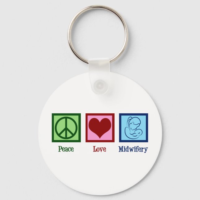 Porte-clés Peace Love Midwifery mignonne sage-femme (Recto)