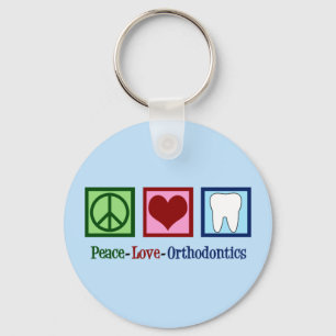 Porte-clés Peace Love Orthodontique Office Mignon Orthodontis