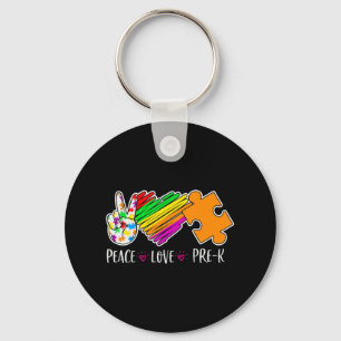 Porte-clés Peace Love Pre-K Autism Aware - 100 days smart