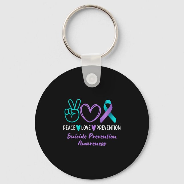 Porte-clés Peace Love Prevention Suicide Awareness Teal Purpl (Recto)