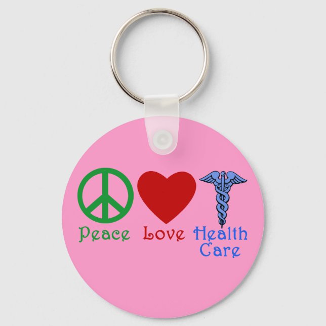Porte-clés Peace Love Produits de santé (Recto)