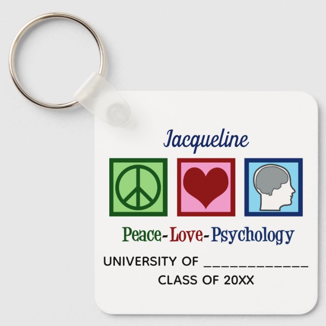 Porte-clés Peace Love Psychology Major Cute Custom Graduation (Recto)