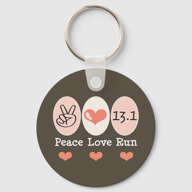 Porte-clés Peace Love Run 13.1 Porte - clé de demi-marathon (Recto)