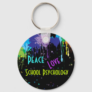 Porte-clés Peace, Love, School Psychology Key Chain