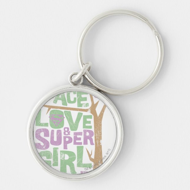 Porte-clés Peace Love & Supergirl Power (Devant)