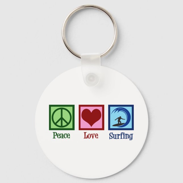 Porte-clés Peace Love Surfing (Recto)