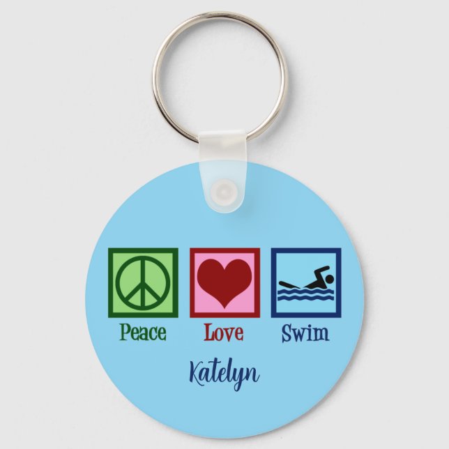 Porte-clés Peace Love Swimming (Recto)