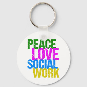 Porte-clés Peace Love Travail social