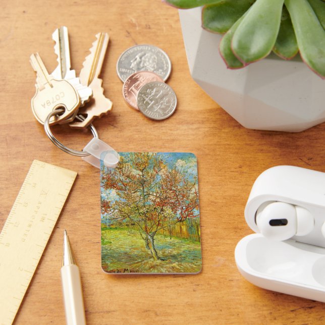 Porte-clés Peach Tree rose en fleurs par Vincent van Gogh (Bureau)