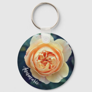 Porte-clés Peachy Orange Garden Rose Fleur personnalisée