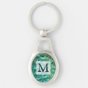 Porte-clés Peacock Bird Feather Turquoise Turquoise Vint Port
