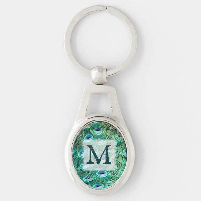 Porte-clés Peacock Bird Feather Turquoise Turquoise Vint Port (Devant)