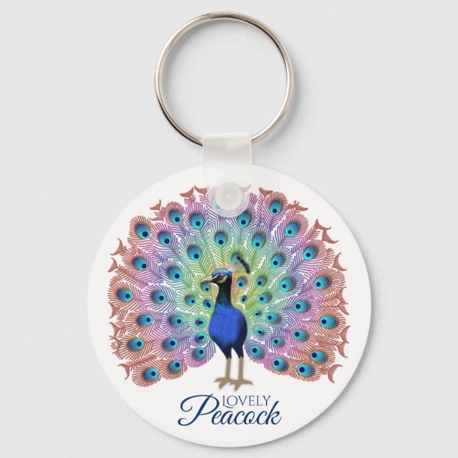 Porte-clés Peacock coloré personnalisé (Recto)