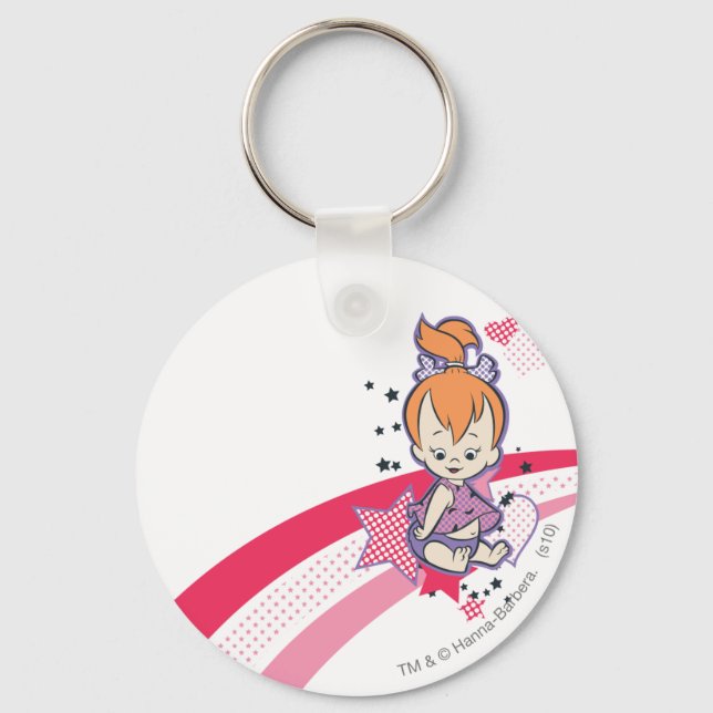 Porte-clés PEBBLES™ sur arc-en-ciel rose (Recto)