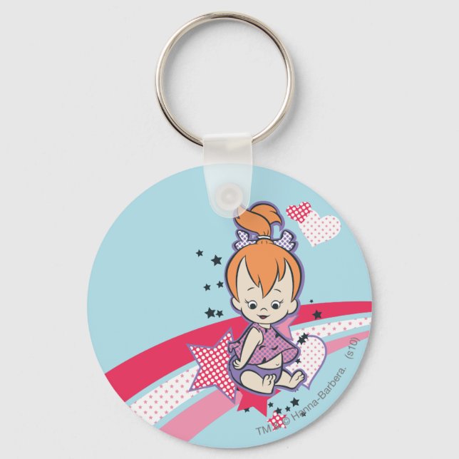 Porte-clés PEBBLES™ sur arc-en-ciel rose (Recto)