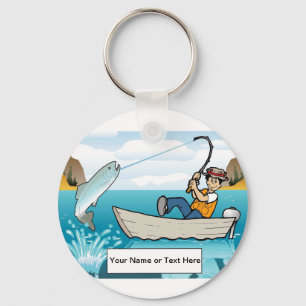 Porte-clés Pêche - Dessin masculin par PrintedPerfection.com