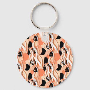 Porte-clés Pêcher noir blanc Motif Abstrait.