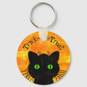 Porte-clés Peek-A-Boo Chat noir Orange Trick-or-Treat
