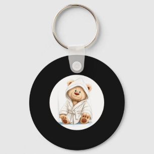 Porte-clés Peignoir Sourire Ours en Peluche Graphique pour Ga