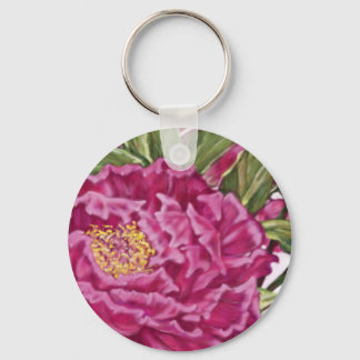 Porte-clés Peine de jardin de fleurs de pivoines violettes