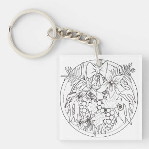 Porte-clés Peins-toi un motif tropical