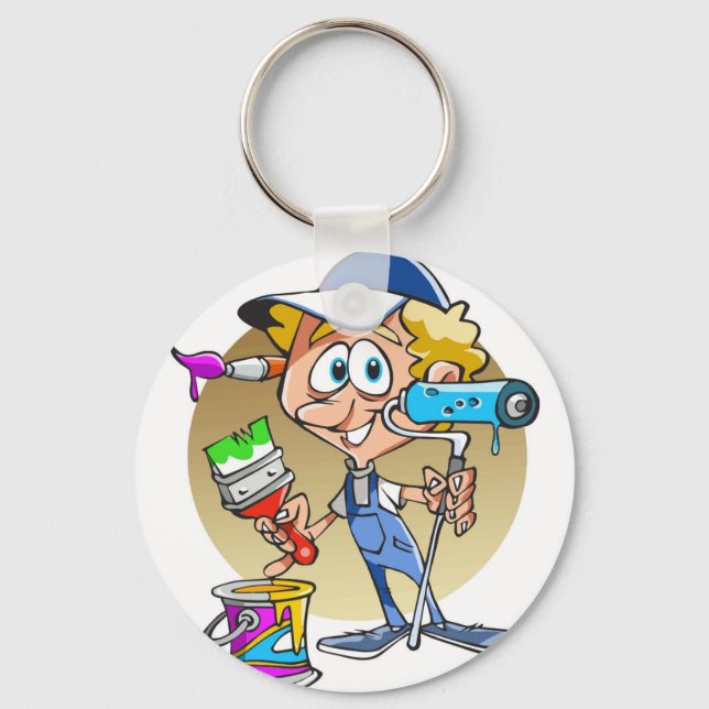 Porte-clés Peintre décorateur Mascotte de dessin (Recto)