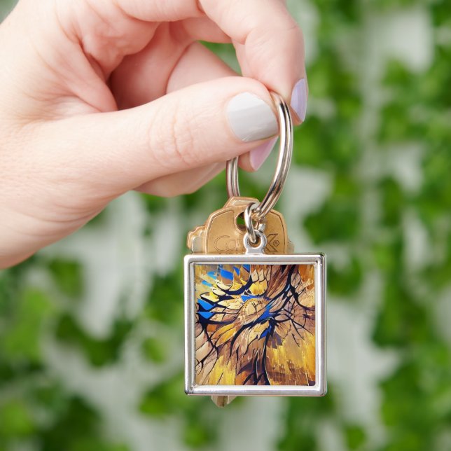 Porte-clés Peinture Abstraite dans les couleurs chaudes (main)