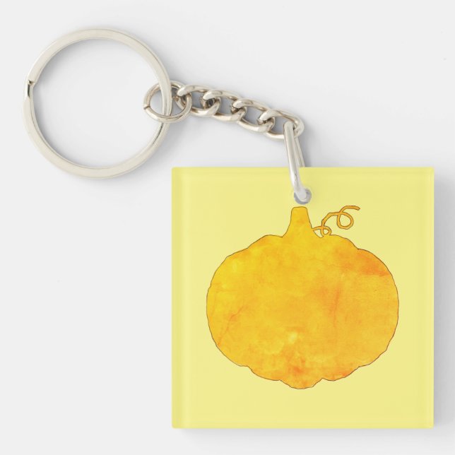 Porte-clés Peinture aquarelle citrouille (Devant)