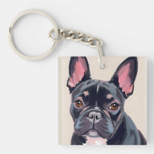 Porte-clés Peinture aquarelle de chien Bouledogue Français an