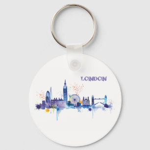 Porte-clés Peinture d'aquarelle d'art londonien